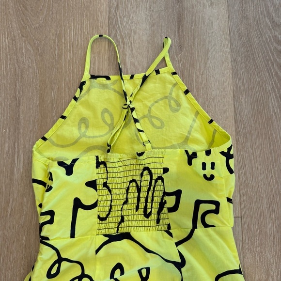 Lazy Oaf Butterfly Novelty Print Cut Out Midi Dress Neon Yellow Sz 2 Art to Wear - Picture 8 of 14
